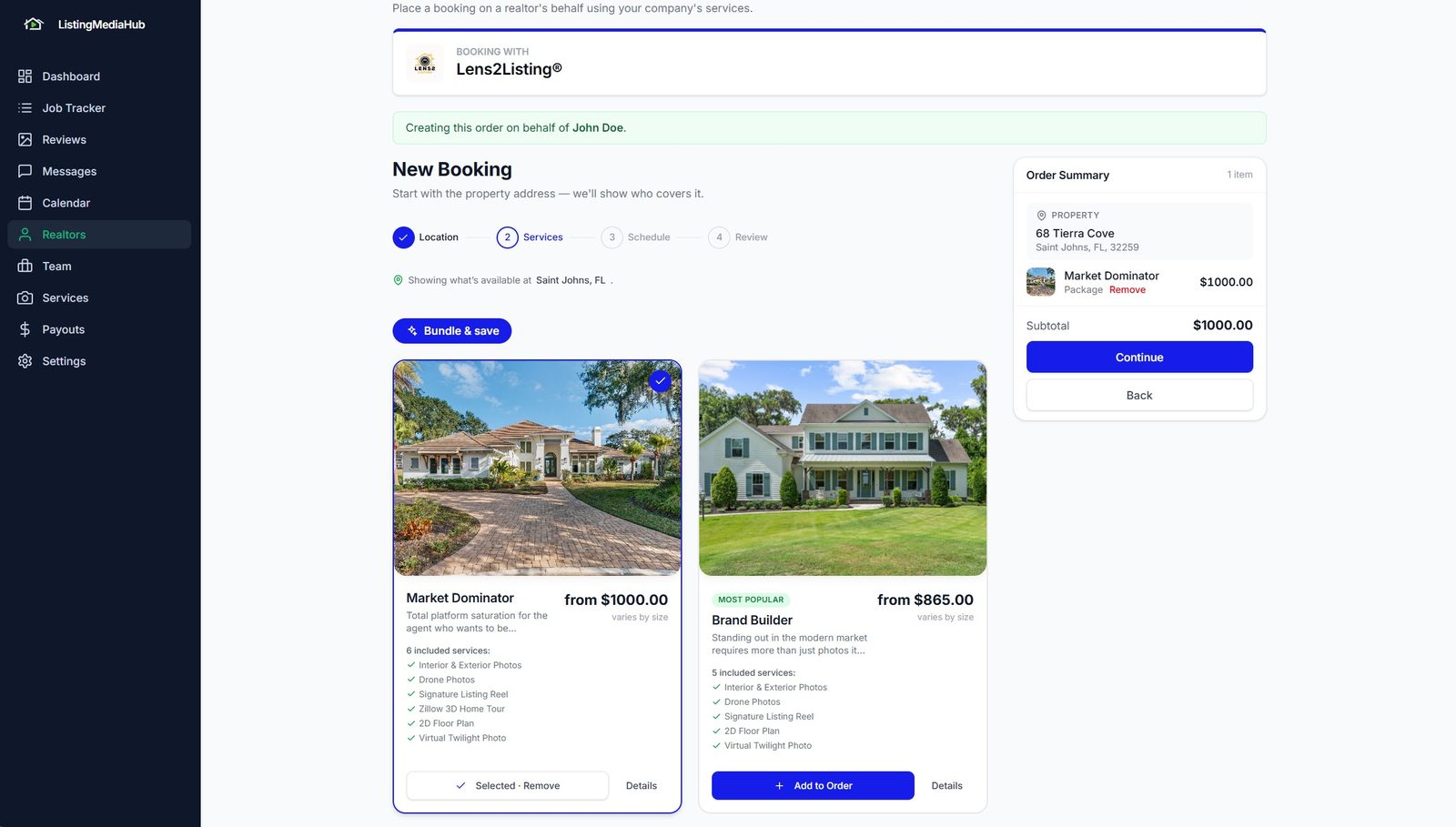 Booking screen
